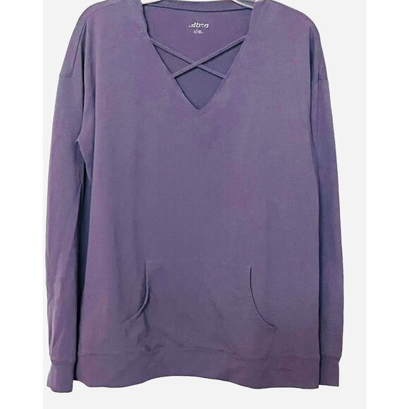 BCG LONG SLEEVE V-NECK SWEATSHIRT, WOMENS, L, HAND WARMERS, THUMBHOLES, STRETCH - Picture 1 of 12